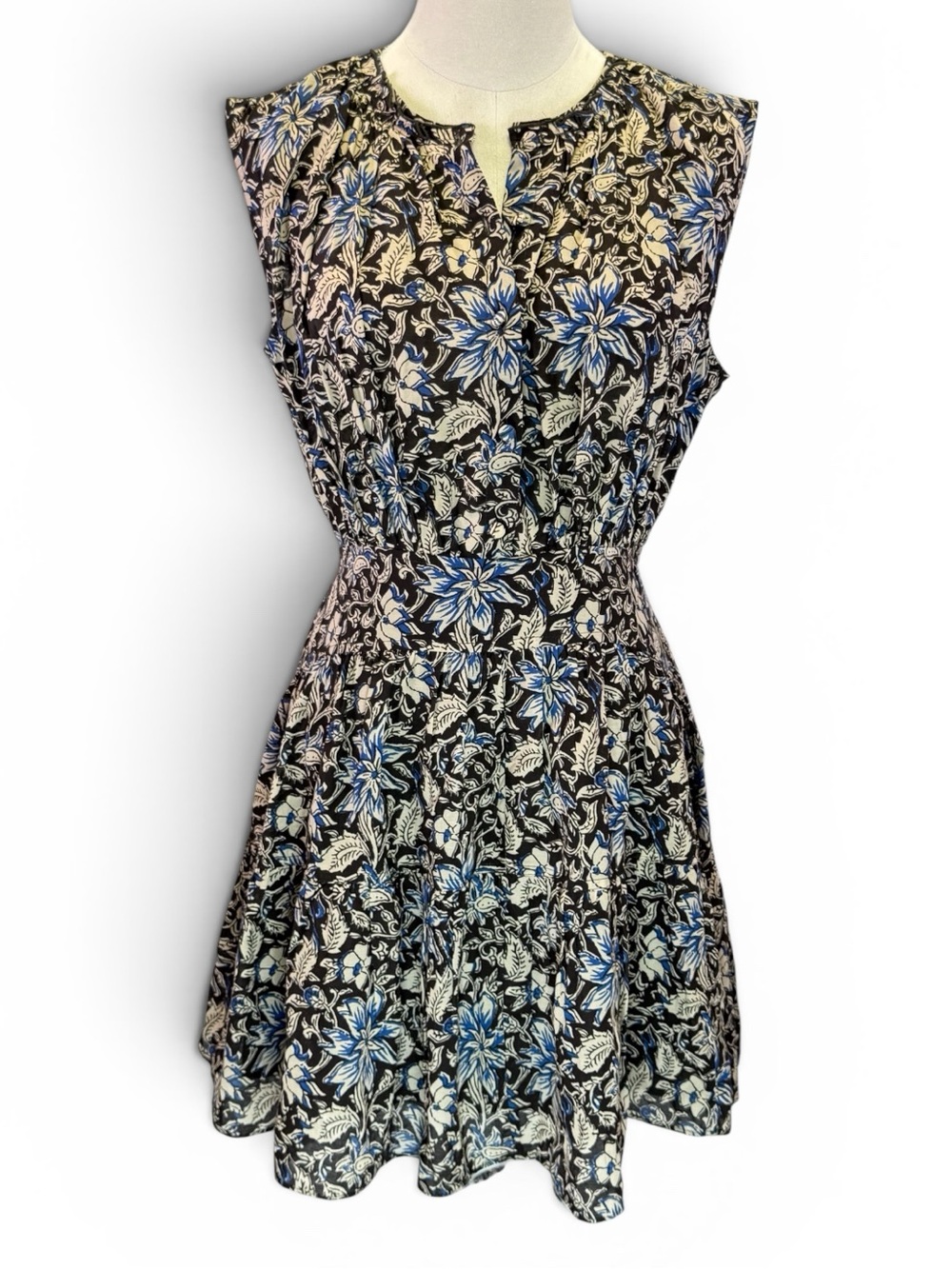 Madewell Women's Floral Gathered‎ Button-Front Sleeveless Mini Dress Size S NWT